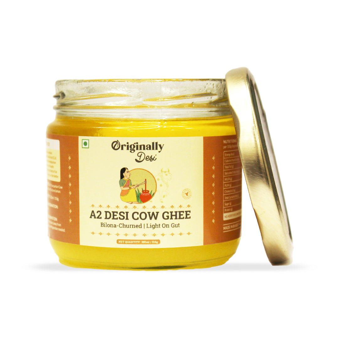 A2 Desi Cow Ghee (350ml) + Wood Pressed Black Mustard Oil (1L) Combo