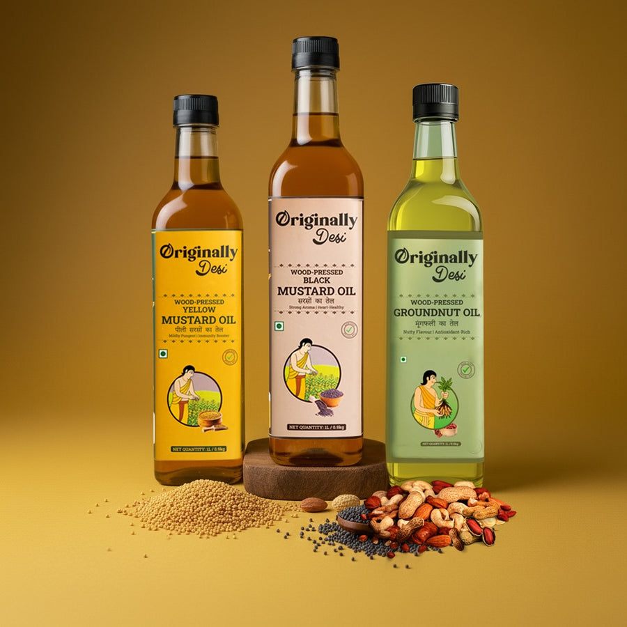 Wood Pressed Groundnut + Yellow Mustard + Black Mustard (1L)